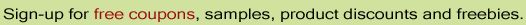 product discounts, coupons, freebies